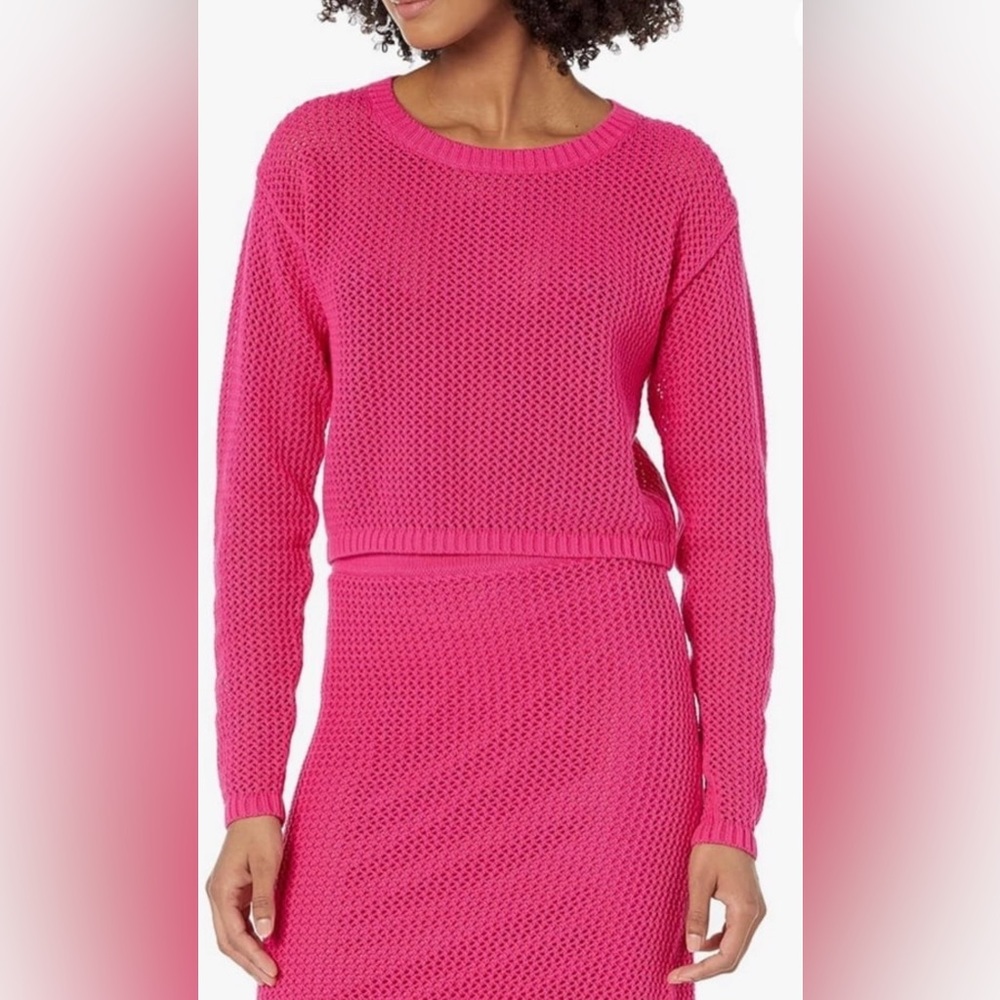 NWOT The Drop Women's Asher Long Sleeve Cropped Crochet set